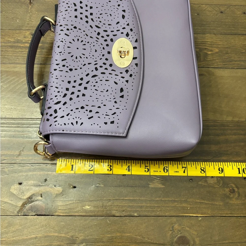 Mellow World Quinn Perforated Crossbody Bag in Dusty Lavender Faux Leather